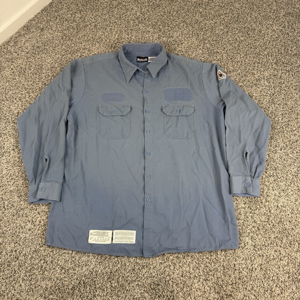 Bulwark FR Button Shirt Mens XXL Blue Workwear Flame Resistant CAT 2